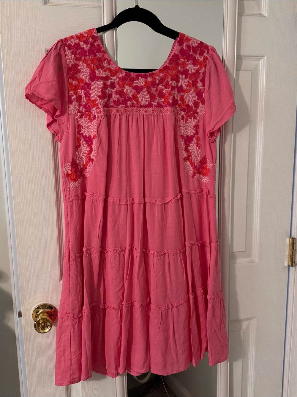 j. marie Pink Embroidered Mini Dress w/ Pockets